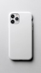 White smartphone case on gray background