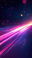 Obraz premium Colorful light beams create a vibrant cosmic atmosphere in a dark space setting