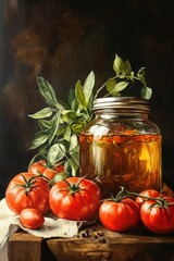 Organic Tomato Delight: A Jar of Gourmet Tomato Jam Infused with Olive Oil and Fresh Ingredients