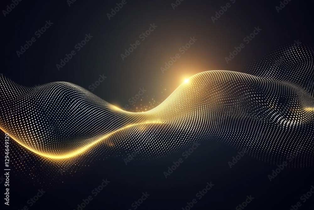 Aufkleber futuristic abstract wave dot particle background isolate, abstract background with a wave of dots on