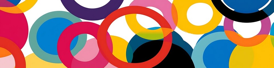 Fototapeta premium Vivid circular symphony with dynamic overlaps and radiant energy