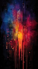 Obraz premium Abstract Colorful Background with Bright Vertical Splashes and Patterns