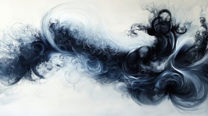 Fototapeta premium Abstract Blue and White Swirling Painting