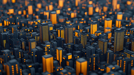 Illuminated aerial view of urban nightscape city photography at night