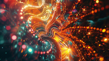 Quantum Computing Fractal Visualization with Luminous AI-Generated Designs