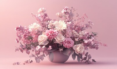 Obraz premium A charming flower arrangement in a soft color palette, representing beauty, nature, and thoughtful design.