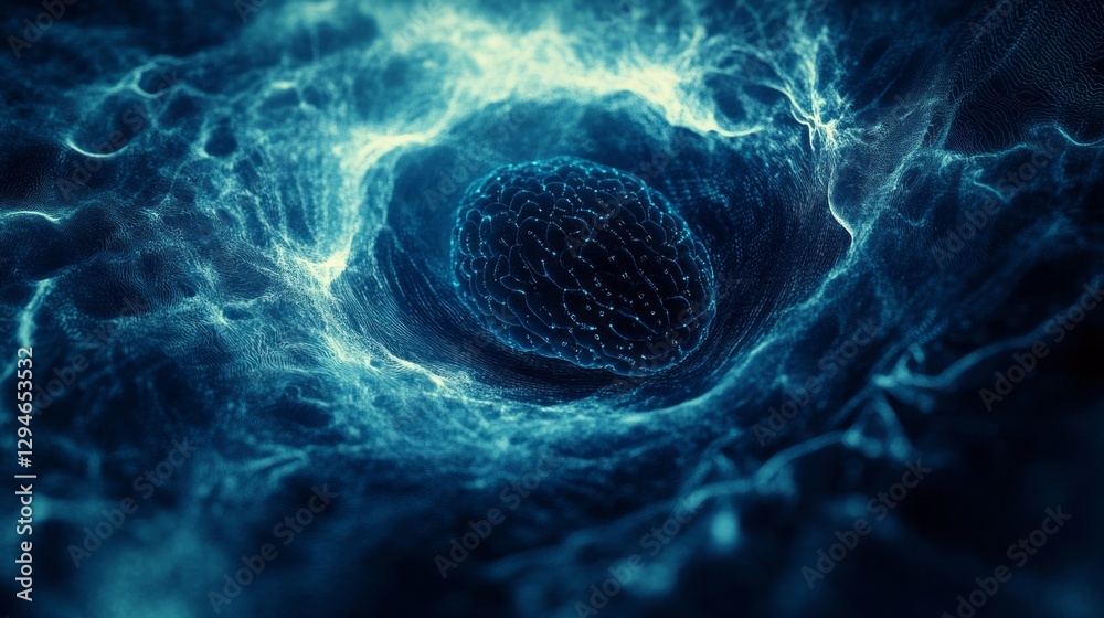 Poster colors merge in a breathtaking swirl, revealing a pulsating brain encased in ethereal energy. this c
