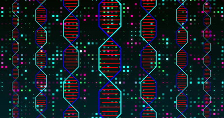 Image of dna strands over black background