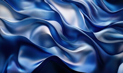 Obraz premium Abstract gradient background in shades of deep blue and silver blending seamlessly, illuminated by soft light creating depth and contrast