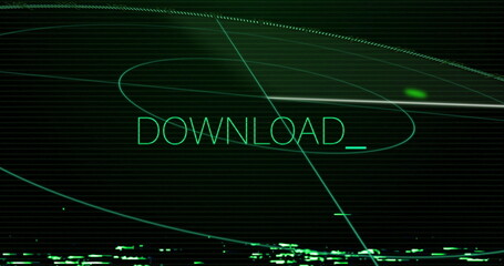 Image of download text, digital data processing over network of connections
