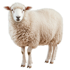Obraz premium Fluffy Sheep in Pasture on transparent background.
