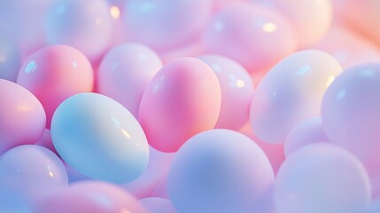 Unusually painted colorful neon pastel easter eggs arranged on a simple plain background, illuminated by a warm, inviting light, evoking a sense of joy and celebration. top view , flat lay