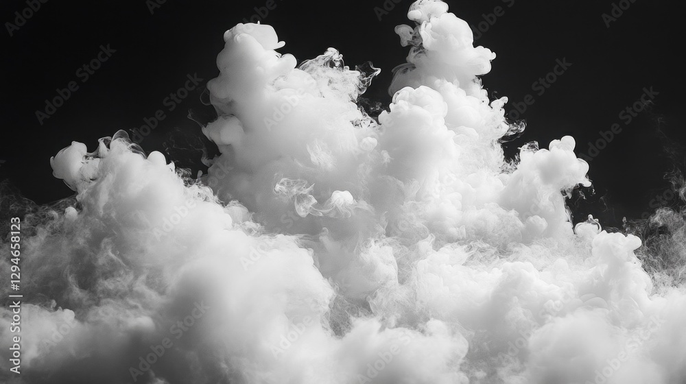 Poster soft, billowy clouds move gracefully in the sky, intertwining with shadows. their fluffy forms contr