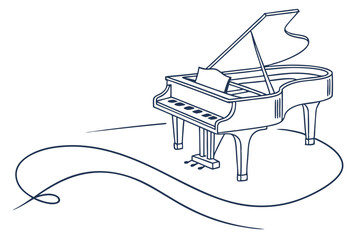Musical Classic Piano Outline Vector Illustration
