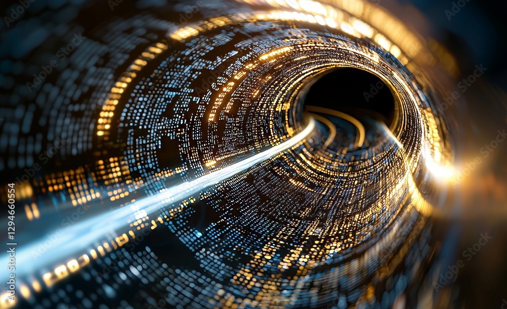 Poster digital data streams down the road with a motion blur effect to convey the idea of rapid data transf