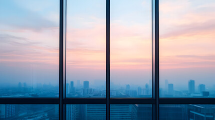 Fototapeta premium Sunset view from modern office building city skyline urban landscape photography