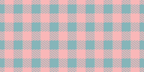 Seamless pattern in gingham. Scottish tartan texture. Checked vichy. Pink and blue geometric banner. Checkered pattern. For gift paper, towel, tablecloth, napkin. Classic design vector background.