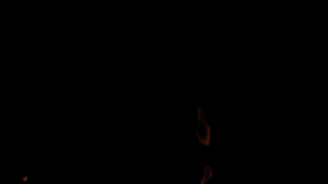 Burning flames from start to finish with ProRes codec Isolated by Alpha channel, a close-up of a simulated fiery fire burning with the colors of real flames