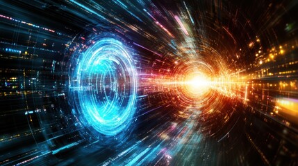 Obraz premium Dynamic light & space distortion a futuristic exploration of the abstract universe