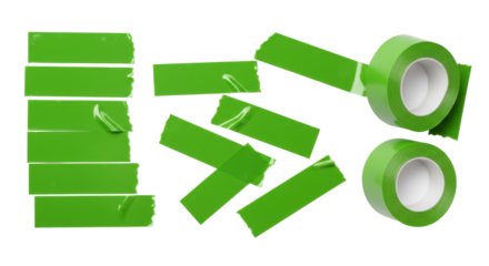 Green torn adhesive tape isolated on transparent background, duct tape, washi tape, textured tape, craft tape, tape strip, torn masking tape, paper tape, adhesive strip, sticky label
