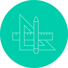 Pencil and Set Square icon single vector illustration