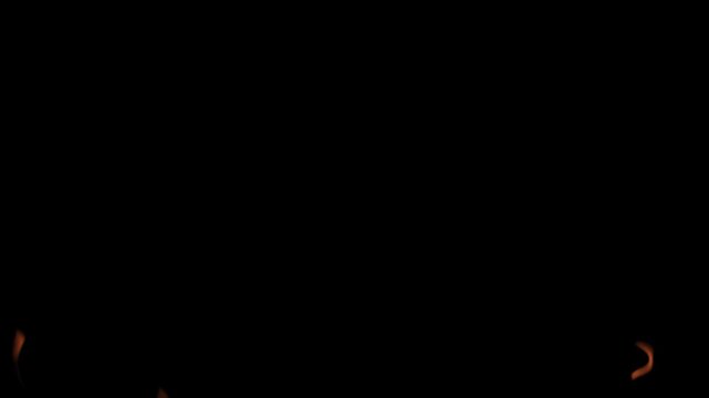 Burning flames from start to finish with ProRes codec Isolated by Alpha channel, a close-up of a simulated fiery fire burning with the colors of real flames