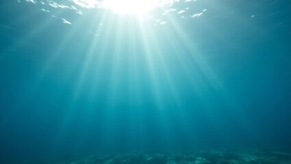 Obraz premium Ocean's Depth: Sunbeams Illuminating the Underwater World