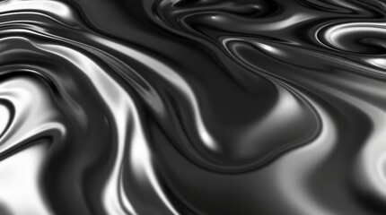 A flowing abstract metallic background in grayscale with smooth, shiny waves and elegant, dynamic curves.