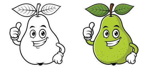 Hand drawn flat pear vector Clipart Illustration with a white background