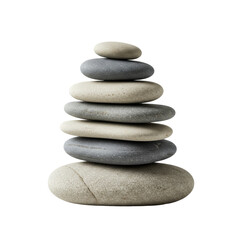 PNG, Balanced river stones isolated on transparent background