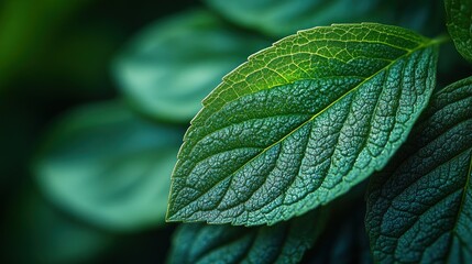 Emerald Green Leaf Macro Photography: Nature's Intricate Beauty