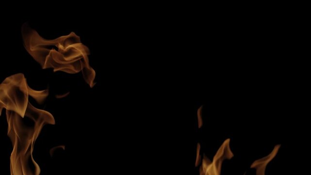 Burning flames from start to finish with ProRes codec Isolated by Alpha channel, a close-up of a simulated fiery fire burning with the colors of real flames