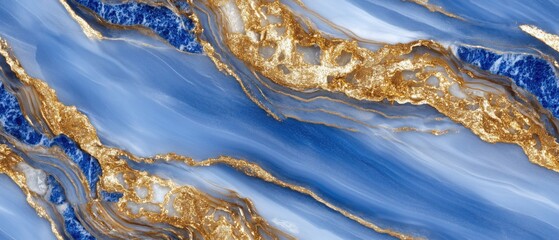 Luxurious blue and gold marble texture showcases stunning natural patterns and elegance in design