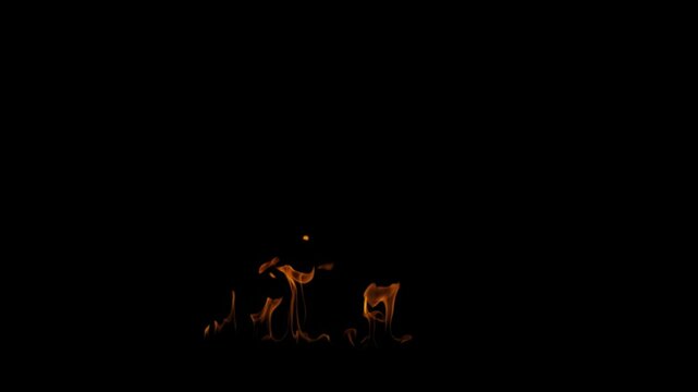 Burning flames from start to finish with ProRes codec Isolated by Alpha channel, a close-up of a simulated fiery fire burning with the colors of real flames