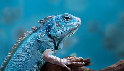 reptile lizard on turquoise blue background
