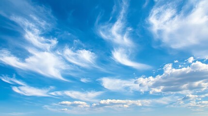 Fototapeta premium Blue Sky with Wispy White Clouds