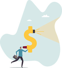 Financial vision or investment opportunity discovery, future inflation or interest rate forecast, economic or stock market prediction,business concept.flat character.