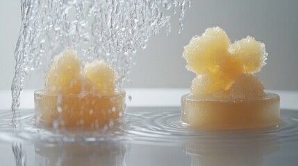 Gourmet Food Presentation with Water Splash Effect