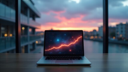 Single device on a bare table displays live machine learning outputs and streaming data flows, ensuring real-time analytics clarity.