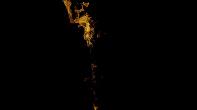 Burning flames from start to finish with ProRes codec Isolated by Alpha channel, a close-up of a simulated fiery fire burning with the colors of real flames