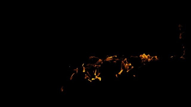 Burning flames from start to finish with ProRes codec Isolated by Alpha channel, a close-up of a simulated fiery fire burning with the colors of real flames