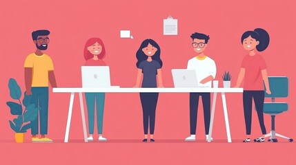 Collaborative Teamwork: Diverse Team Working Together on Projects