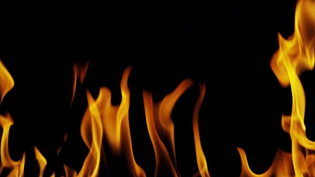 Burning flames from start to finish with ProRes codec Isolated by Alpha channel, a close-up of a simulated fiery fire burning with the colors of real flames