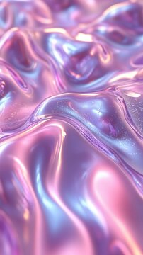 Colorful Abstract Background with Fluid, Shiny Waves and Reflective Surface