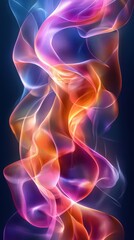 Naklejka premium Colorful Swirls and Waves of Light in a Dark Background