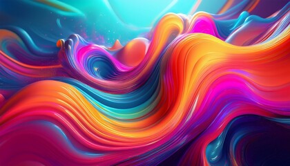 Obraz premium Vibrant Abstract Waves of Colorful Fluid Motion