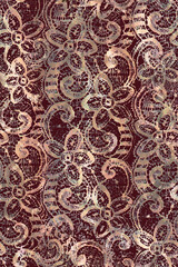 Flower lace crochet seamless pattern. Endless texture on dark brown background.