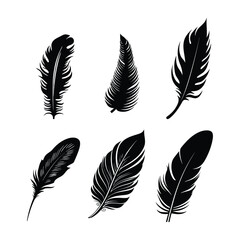 Feather vector black color illustration