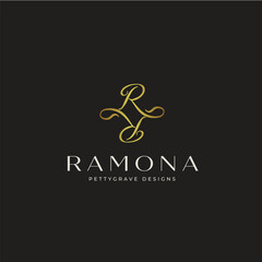 R monogram Luxury Aesthetic interior wellness holistic logo design
