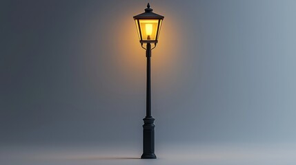 Illuminated streetlamp, night, studio, warm glow, design
